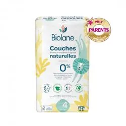 BIOLANE Couches naturelles zéro fuites 12h taille 4 - 7à18kg x44 couches