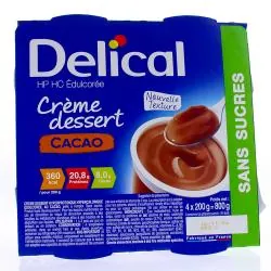 DELICAL HP HC Edulcorée - Crème dessert saveur cacao 4x200g