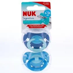NUK Signature - Sucettes 6-18 mois x2 bleu