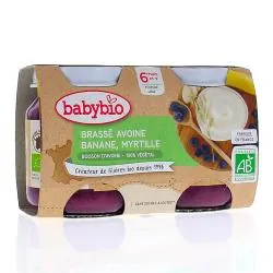 BABYBIO Desserts végétaux - Brassé avoine banane et myrtille bio +6mois 2x130g