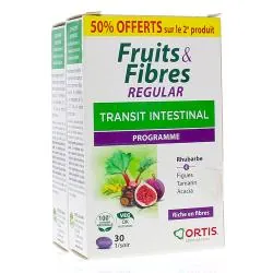 ORTIS Fruits et fibres Regular  Transit intestinal 30 comprimés Promo 50% offert sur le 2è produit