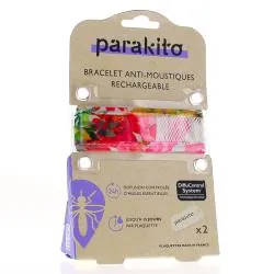 PARAKITO Bracelet anti moustiques rechargeable x2 camouflage rose