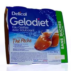 DELICAL Gelodiet - Eau gélifiée avec édulcorant saveur thé pêche 4x120g