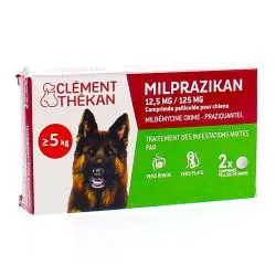 CLEMENT THEKAN Milprazikan 12.5mg / 125mg traitement des infestations mixtes chiens +5kg