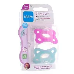 MAM Comfort Sucettes 2-6 mois x2 rose