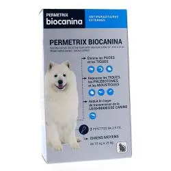BIOCANINA Permetrix antiparasitaires chiens moyens x3 pipettes de 2,5ml