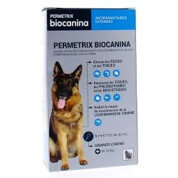 BIOCANINA Permetrix antiparasitaires grands chiens x3 pipettes de 4ml