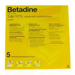 BETADINE 10% Tulle 5 pansements