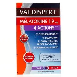 VALDISPERT Mélatonine 1.9mg 4 actions extra forte x30 capsules
