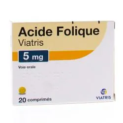 MYLAN Acide folique 5mg x20 comprimés