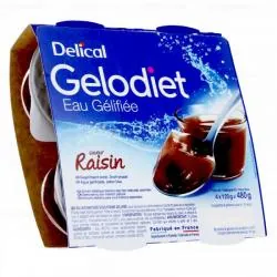 DELICAL Gelodiet - Eau gélifiée avec édulcorant saveur raisin 4x120g