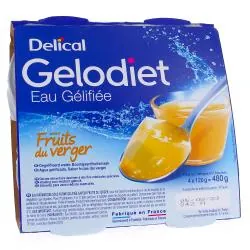 DELICAL Gelodiet - Eau gélifiée avec édulcorant saveur fruits du verger 4x120g