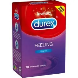 DUREX Feeling Extra - Préservatifs Fins Et Extra Lubrifiés 20 préservatifs