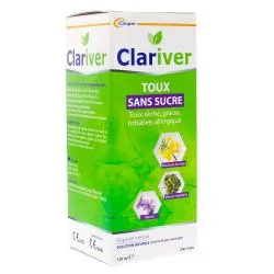 CLARIVER Solution buvable toux sèche sans sucre 120ml