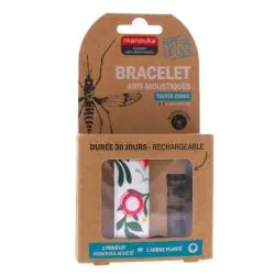 MANOUKA Bracelet anti-moustique Adulte + 1 recharge 6ml pivoine