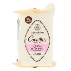 CAVAILLES Lingettes Intimes Extra-Doux 15 lingettes