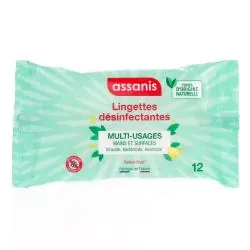 ASSANIS Lingettes désinfectantes Multi-Usages 12 lingettes