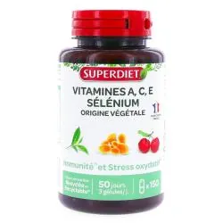 SUPERDIET Vitamines A, C, E Sélénium 150 gélules