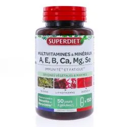 SUPERDIET Multivitamines & Minéraux A, E, B, Calcium, Magnésium, Sélénium 150 gélules
