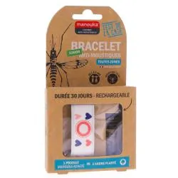 MANOUKA Bracelet anti-moustique Junior + 1 recharge 6ml coeurs