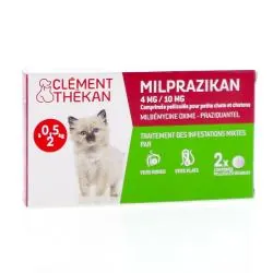 CLEMENT THEKAN Milprazikan 4mg / 10mg comprimés antiparasitaires pour chatins et petits chats x2