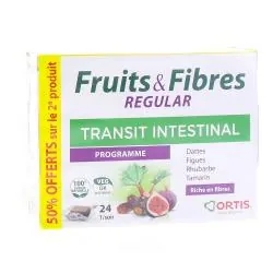 ORTIS Fruits & fibres transit cubes à mâcher lot de 2 boîtes de 24 cubes