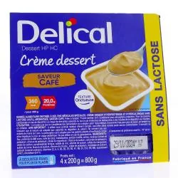 DELICAL Crème dessert HP HC saveur café sans lactose 4x200g