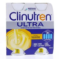 CLINUTREN Ultra concentré en protéines saveur vanille sans lactose 4x200ml