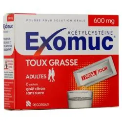 EXOMUC toux grasse 600mg x6 sachets