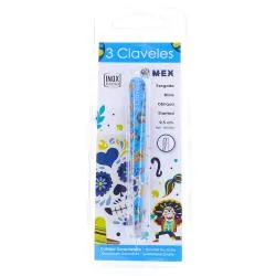 3 CLAVELES Pince à épiler crabe en inox 9,5 cm motif mex bleu