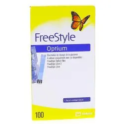 ABBOTT Freestyle Optium - Bandelettes Réactives de Dosage Glycémie x100 électrodes