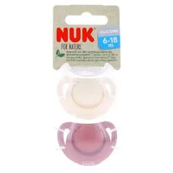 NUK For nature Sucettes vertes x2 6-18 mois crème