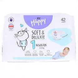 HAPPY Couches bébé taille 1 - 2à5kg x42 couches