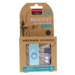 MANOUKA Bracelet anti-moustique Adulte + 1 recharge 6ml turquoise