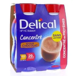 DELICAL Boisson concentrée HP/HC sans lactose chocolat 4x200ml