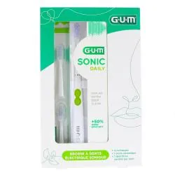 GUM Sonic Daily - Coffret brosse a dents électrique sonique souple blanc