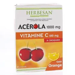 HERBESAN Acérola 1000 mg Vitamine C 180mg orange x30 comprimés à croquer