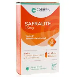 CODIFRA Safralite 15 mg amélioration de l'humeur equilibre emotionnel 28 gélules