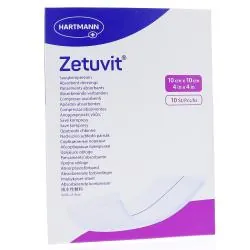 ZETUVIT Pansements absorbants 10cm x 10cm boite de 10