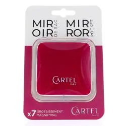 VITRY Cartel - Miroir de sac grossissant x7 carré framboise