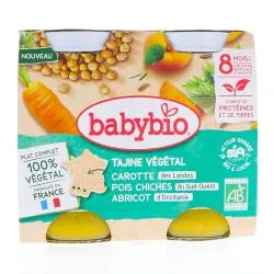 BABYBIO Végétal - Tajine Végétal Carotte Pois Chiches Abricot +8 Mois Bio 2x200 g