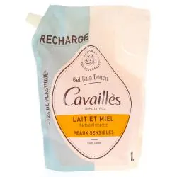 CAVAILLES Gel bain douche Lait et miel eco recharge 1l