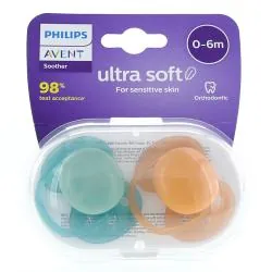 AVENT Ultra Solft - Sucettes 0-6 mois turquoise / orange
