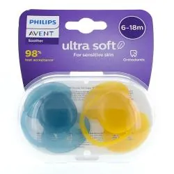 AVENT Ultra Solft - Sucette 6-18 mois bleu / jaune