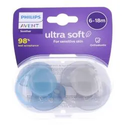 AVENT Ultra Solft - Sucette 6-18 mois bleu / gris