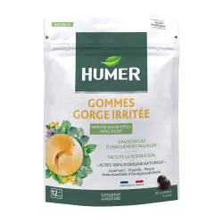 HUMER Gommes Gorge irritée Goût Menthe Eucalyptus 30 gommes