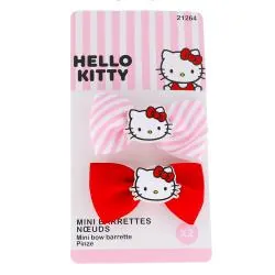 HELLO KITTY Mini Barrettes Nœuds x2