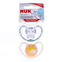 NUK Space - Sucettes Physiologiques Silicones 6-18 mois fille