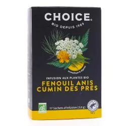CHOICE Infusion aux plantes bio Fenouil Anis Cumin des Prés 17 sachets