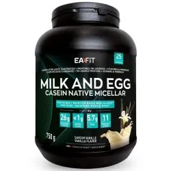 EAFIT MILK & EGG Casein Native micellar saveur vanille pot de 750 gr